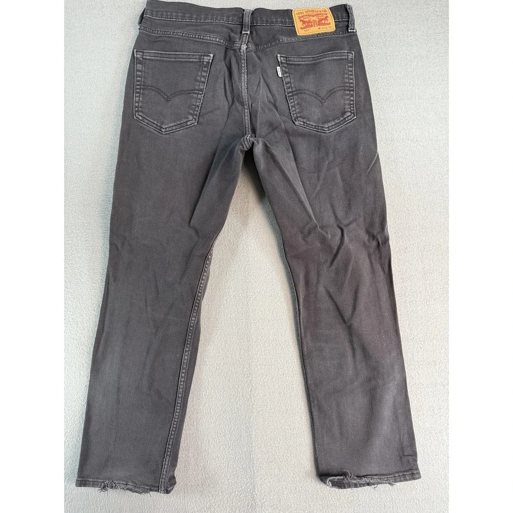 Levi's 514 Pants Mens 32x30 Charcoal Gray Wash Regular Straight Distressed Denim
